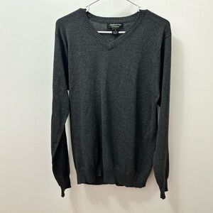 Claiborne performance Mens d Gray V Neck Sweater Sz XL